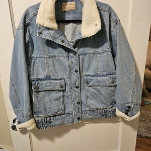 FREE PEOPLE Ariel Denim Bomber Jacket